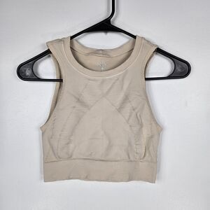Nux Women’s Size Small Tan Racerback No Pad Sports Bra Crop Top Activewear Yoga